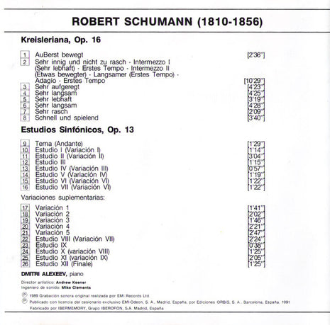 CD - Schumann*, Alexeev* – Kreisleriana, Op. 16 - Estudios Sinfónicos, Op. 13 - USADO