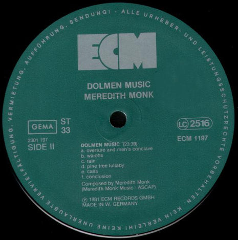 LP vinyl Meredith Monk – Dolmen Music (1981) - USADO