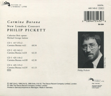 CD New London Consort, Philip Pickett ‎– Carmina Burana (4 CD´S) - usado