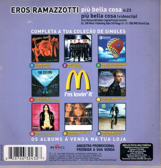 CD Eros Ramazzotti – Più Bella Cosa Mcdonalds - USADO
