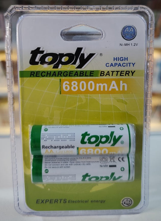 PILHAS RECARREGAVEIS TOPLY AA 6800MAH 2 PCS