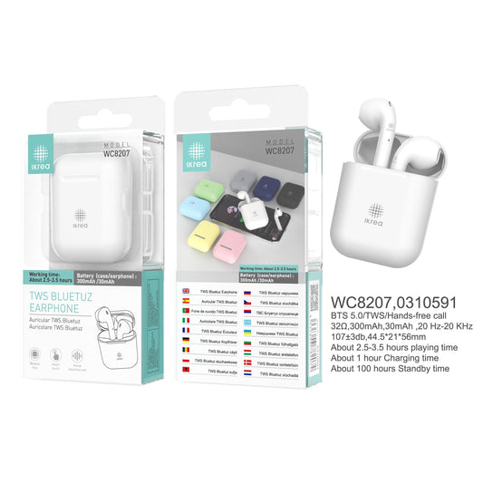 Auricular Bluetooth TWS IKREA WC8207 BRANCO