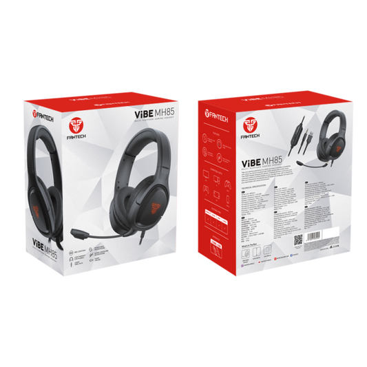 Auscultador Gaming Fantech ViBE MH85 Multi-Plataforma Red Led