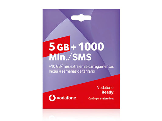 Cartão Vodafone 5GB +1000 Mins/Sms