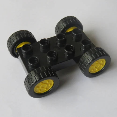 12592c02 lego Duplo Car Base 2 x 4 with Fixed Axles - 27.5 Yellow Wheels and Black Tires - USADO
