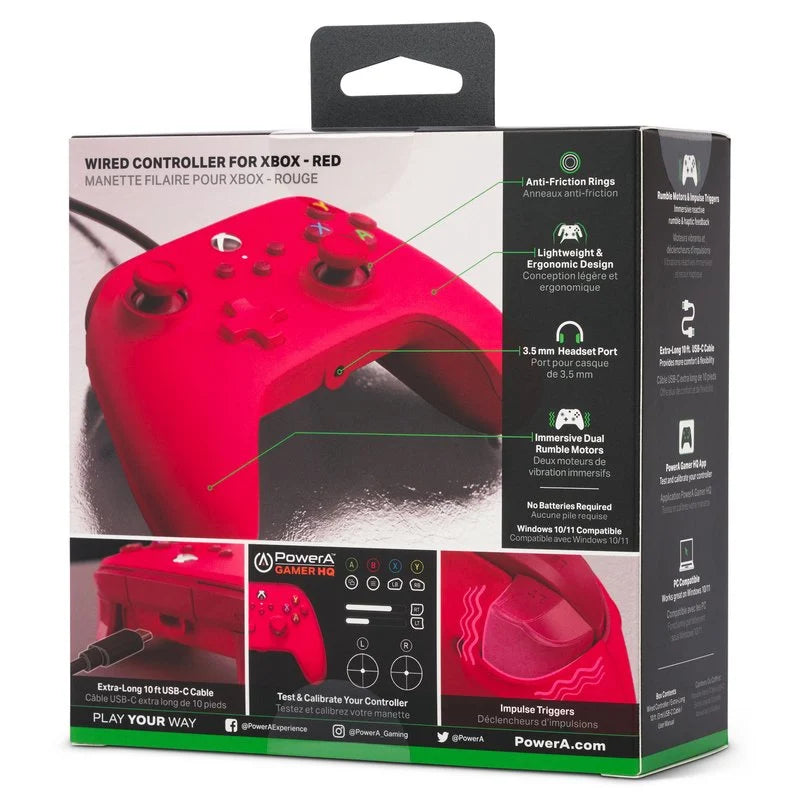 Wirered Controller  Xbox Series X/S Oficial Power A Red - NOVO