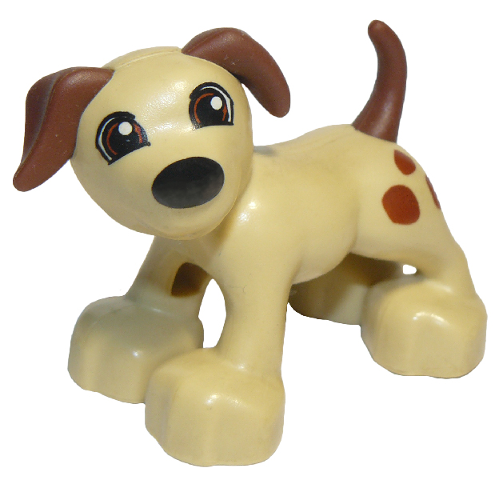 LEGO Duplo Dog with Black Nose and Reddish Brown Eyes, Ears, Tail, and Spots Pattern Item No: 1396pb01  - USADO
