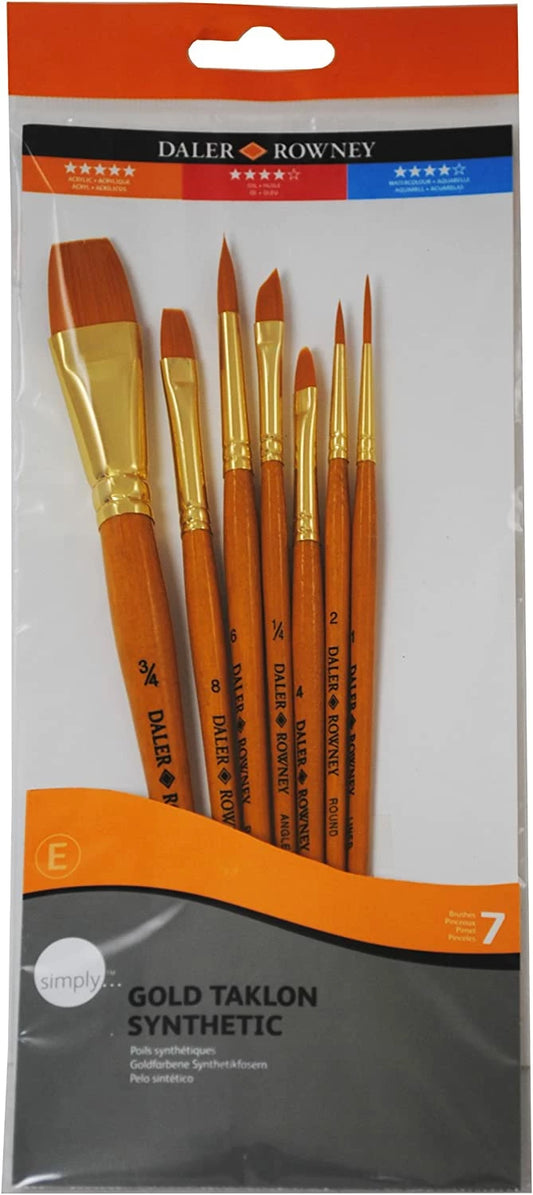 7PCS Brushes Set #1 #1/4 #2 #3/4 #4 #6 #8  (acrylic & oil & watercolor) Daler Rowney