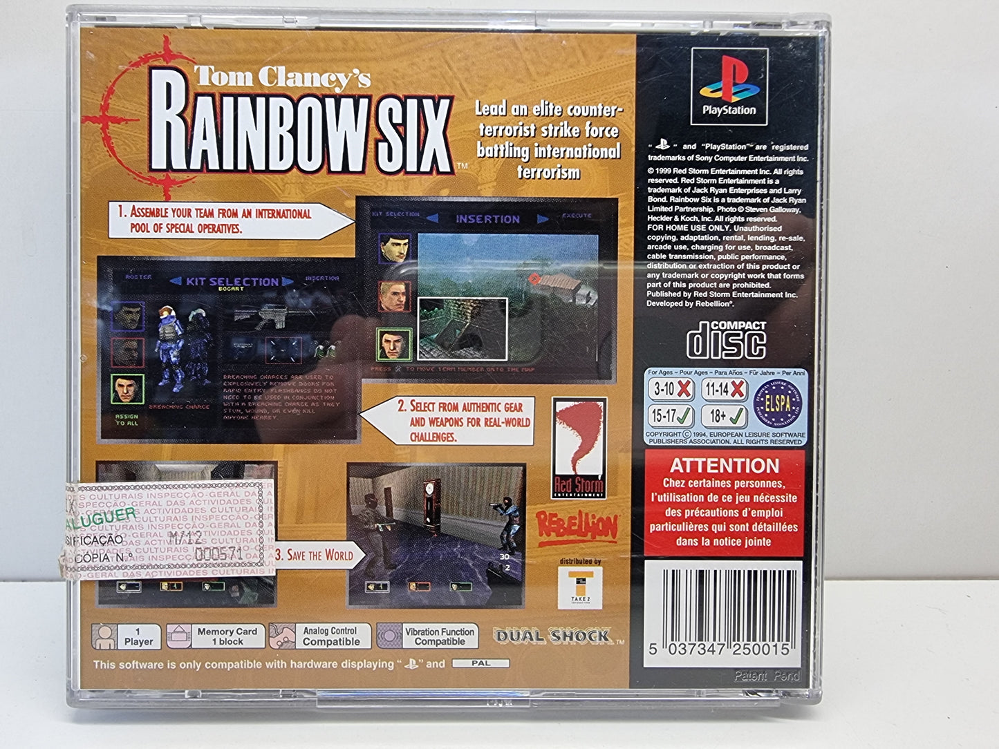 PS1 Tom Clancys rainbow Six (Complete) - USADO