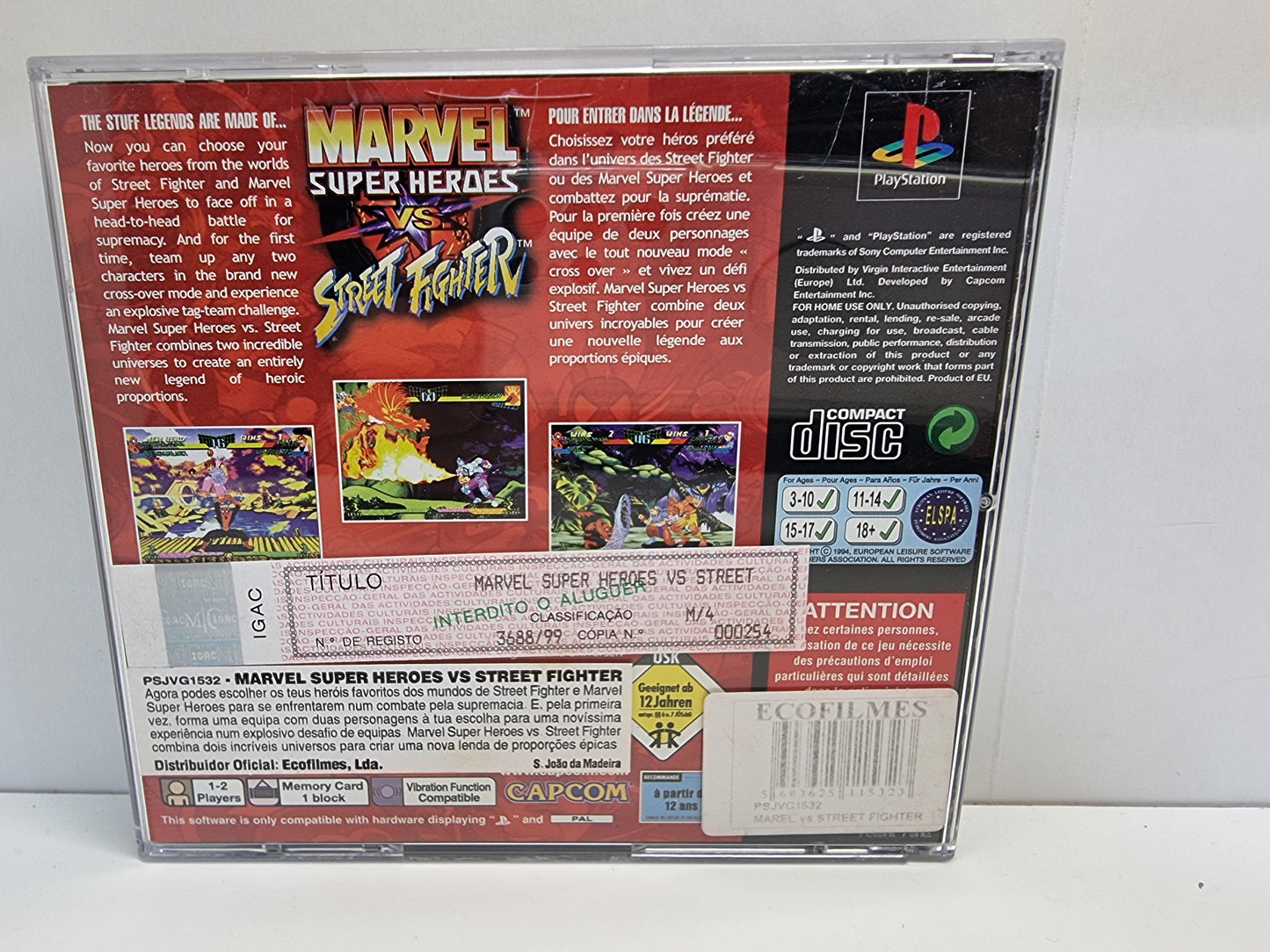 PS1 Marvel Super Heroes vs Street Fighter (Complete) - USADO