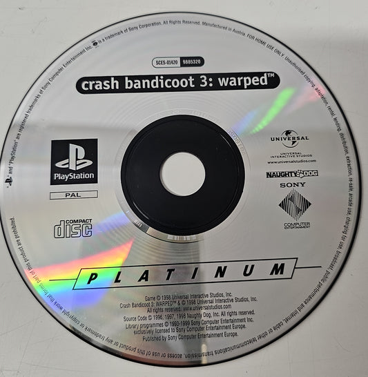 Playstation 1 PS1 Crash Bandicoot 3; Warped  (Disc only)