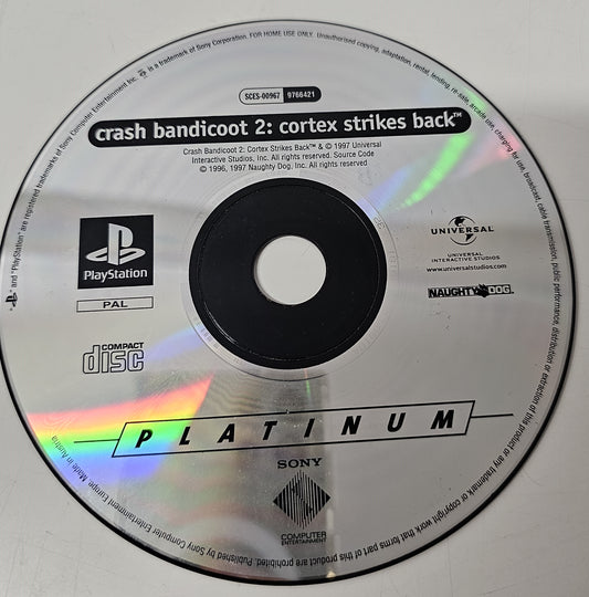 Playstation 1 PS1 Crash Bandicoot 2 Cortex Strikes Back  (Disc Only) - usado