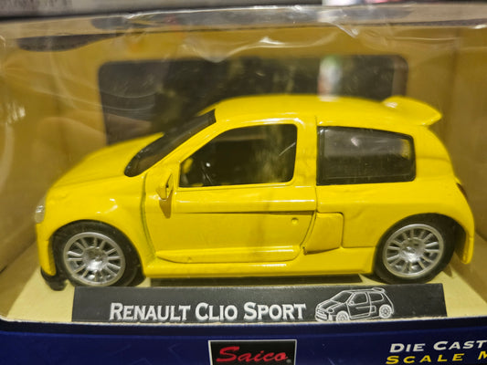 Diecast Model Car Renault Clio Sport Yellow 1/32 Saico