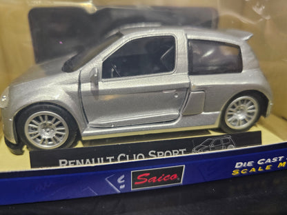 Diecast Model Car Renault Clio Sport Silver 1/32 Saico