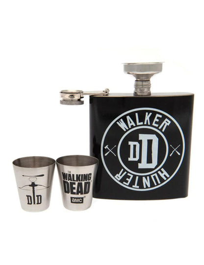 the walking dead hip flask gift set