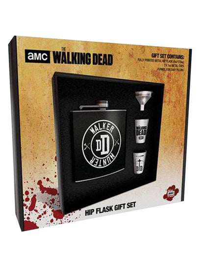 the walking dead hip flask gift set