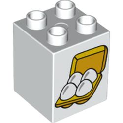 31110pr0063 LEGO Duplo Brick 2 x 2 x 2 with 4 Eggs in Box Print - USADO