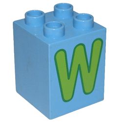 31110pr9984 Duplo Brick 2 x 2 x 2 with 'W' Print - USADO