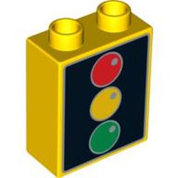 4066pr0257 Duplo Brick 1 x 2 x 2 with Traffic Light Print - USADO