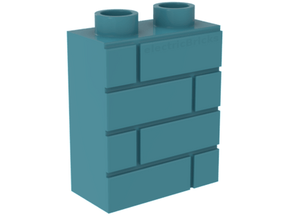 LEGO Duplo, Brick 1 x 2 x 2 with Masonry Profile [Part 25550] Medium Azure  - USADO