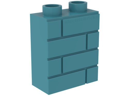 LEGO Duplo, Brick 1 x 2 x 2 with Masonry Profile [Part 25550] Medium Azure  - USADO