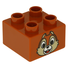 LEGO Duplo, 13132, 3437pb048 Brick 2 x 2 with Chipmunk Head with One Tooth Pattern (Chip) - USADO
