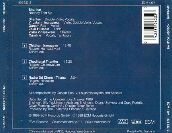CD - Shankar – Nobody Told Me - USADO