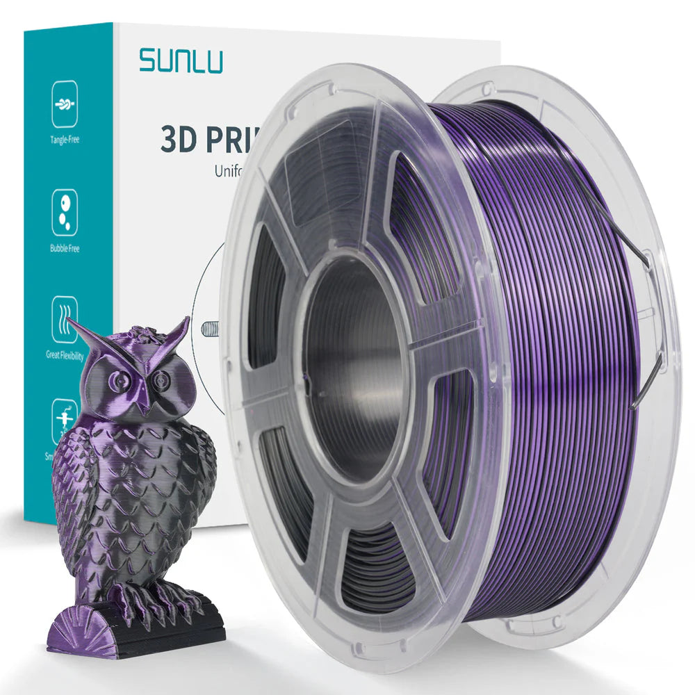 3dprint Sunlu - Silk PLA+ Dual (Black Purple) - 1,75 mm - 1 kg