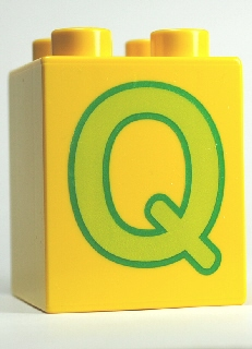 Part 31110pb059 LEGO Duplo, Brick 2 x 2 x 2 with Letter Q Pattern - USADO