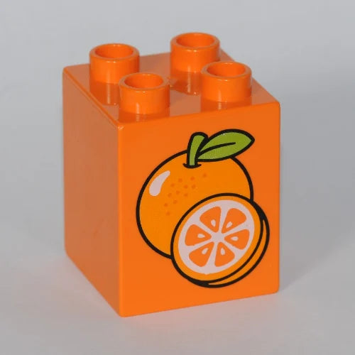 31110pr0057 Duplo Brick 2 x 2 x 2 with Oranges Print - USADO