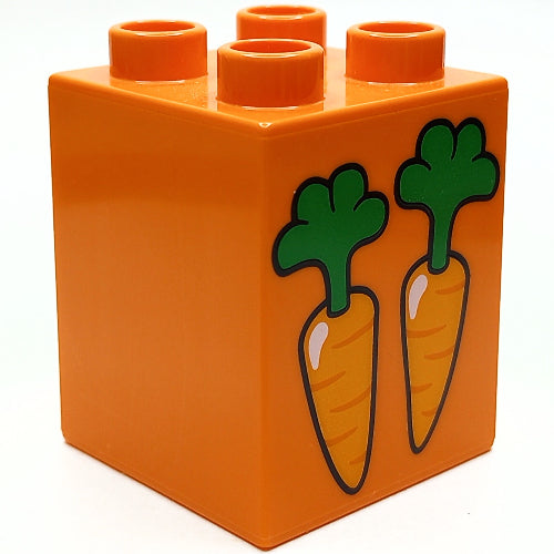 31110pr0077 Duplo Brick 2 x 2 x 2 with 2 Carrots Print - USADO