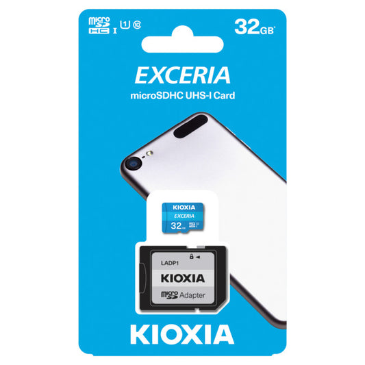 Cartão Memória Kioxia Exceria C10 UHS-I U1 microSDXC 32GB + Adaptador SD