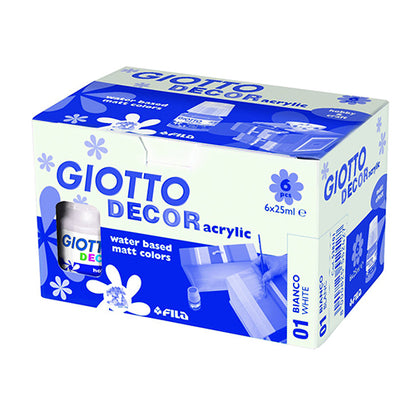 3dprint Giotto Decor Acrylic Matt Effect 25ml N.01 WHITE 6 Pack