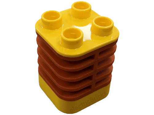 LEGO duplo PART 35110c01:  Brick 2 x 2 x 2 Yellow with Flex Spring - Dark Orange - USADO