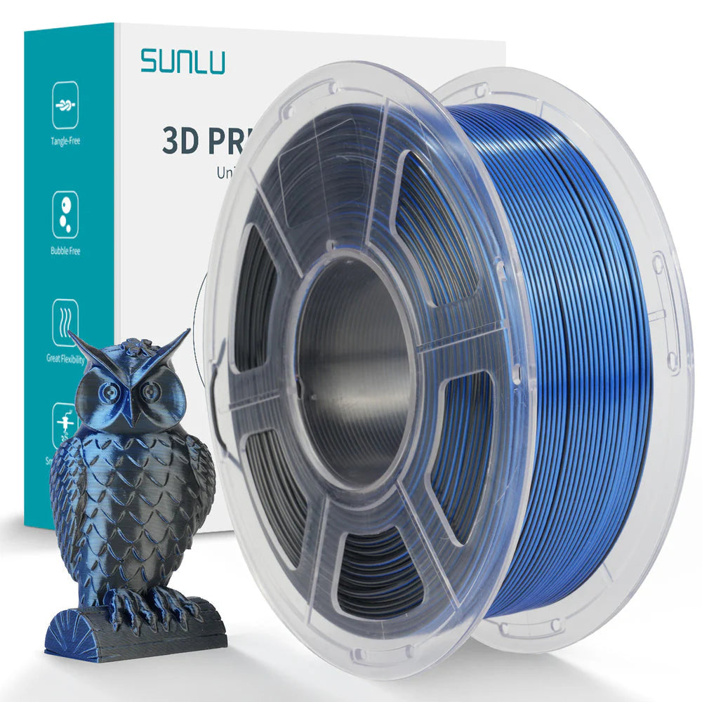 3dprint Sunlu - Silk PLA+ Dual (Black Blue) -1,75 mm - 1 kg