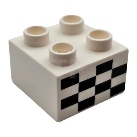 LEGO® DUPLO 6101162 - 3437pb071 , Brick 2 x 2 with Checkered Flag Pattern - USADO