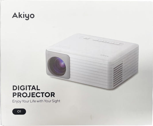 Mini projetor portátil com tripé, 6500 Lumens HD 1080P, AKIYO O1 - USADO (Grade B)