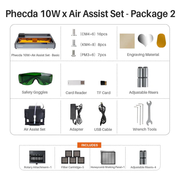 Elegoo Phecda Laser Engraver & Cutter (Full Extras Pack)