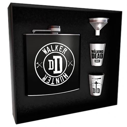 the walking dead hip flask gift set