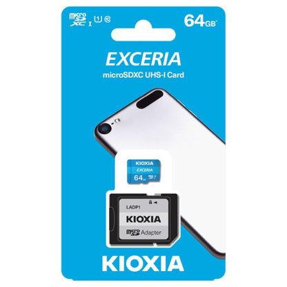 Cartão Memória Kioxia Exceria C10 UHS-I U1 microSDHC 64GB + Adaptador SD