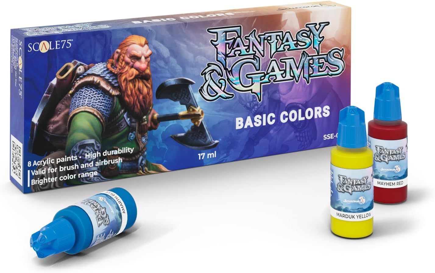 ACRYLIC PAINT SURECOLOR SCALE 75 SET: Fantasy & Games Basic Colors (8x17mL)