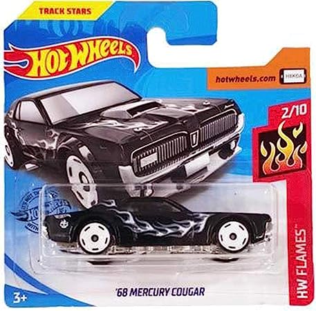 HOT WHEELS '68 Mercury Cougar Black Car HW Flames GMR67 2019