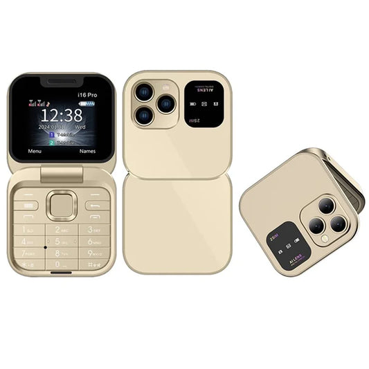 Telemóvel i16 Flip Pro Dual Sim Gold - Novo