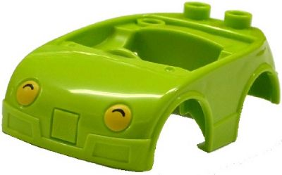 lego Duplo Car Body with 2 Studs on Back and Yellow Headlights with Black Shadow Pattern (fits over Car Base 2 x 4) Item No: 92014pb06- USADO