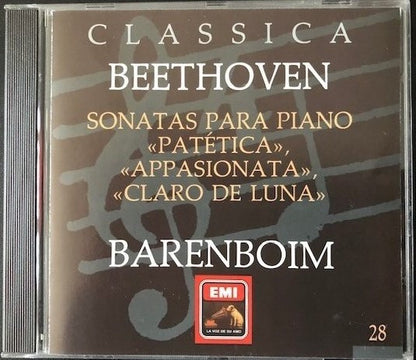 CD - Beethoven*, Barenboim* – Sonatas Para Piano "Patetica", "Appasionata","Claro De Luna" - USADO