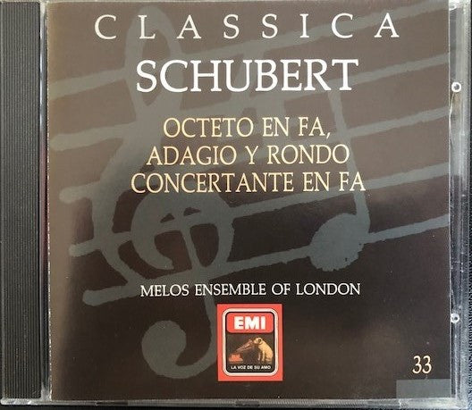 CD - Schubert*, Melos Ensemble Of London – Octeto En Fa, Adagio Y Rondo Concertante En Fa - USADO