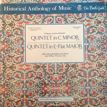 LP VINIYL - Wolfgang Amadeus Mozart, The Griller String Quartet , With William Primrose – Quintet In C Minor, K. 406 / Quintet In E-Flat Major, K. 614 - USADO