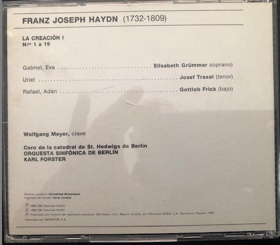 CD - Haydn* : Karl Forster, Berliner Sinfonie Orchester – La Creación, I - USADO