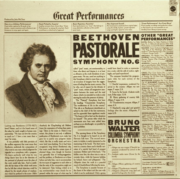 LP VINYL - Beethoven*, Walter*, Columbia Symphony Orchestra – Pastorale Symphony No. 6 - USADO
