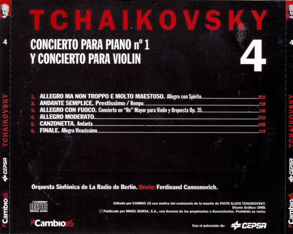 CD - Tchaikovsky* / Ferdinand Cannonovich – Concierto Para Piano Nº1 Y Concierto Para Violin -